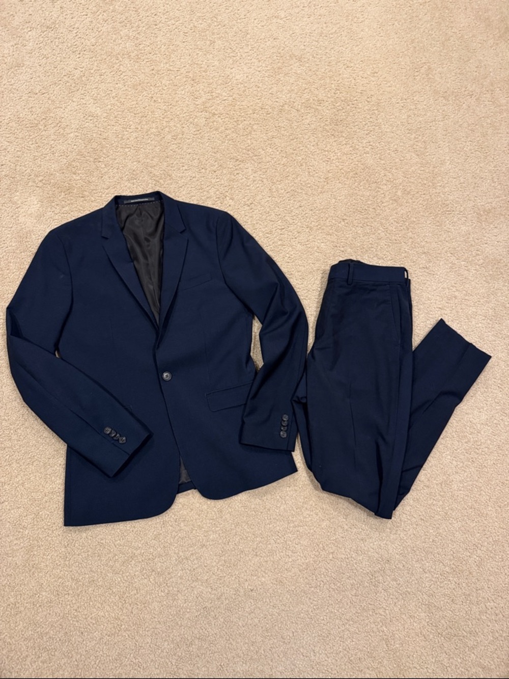 H&M Men's Navy Blue Suit Jacket & Trousers